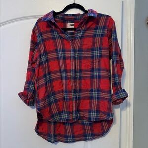 SO Vibrant Red and Blue Plaid Shirt